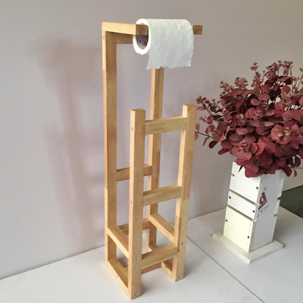 Buy Free Standing Toilet Paper Holder Wooden Shelf Multiple Roll Storage  Unique Wood Rack Floor Stand for WC Bathroom Online in India 