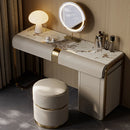 Modern Gray Makeup Vanity Set With Side Cabinet Dressing Table With Stool