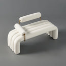 Modern White & Brown Line Tufted Bench Velvet Upholstered Bench in Gold Finish