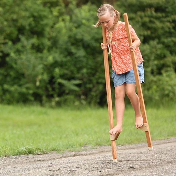 Wooden Walking Stilts/Adventure Stilts Pack of 2 Sticks By Miza