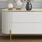 Modern Elegant Oval TV Console With Drawers & Doors In White