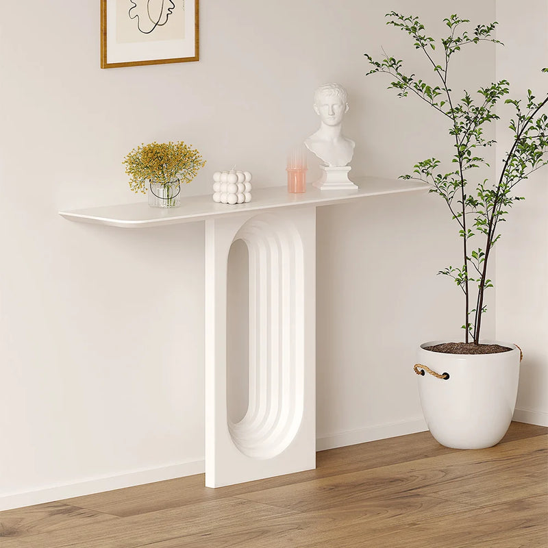 Modern Narrow Wood White Console Table/Entryway Table