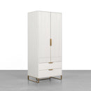 Modern White & Black Tall Wardrobe with Storage Bedroom Clothing Armoire