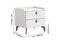 Faux Leather Nightstand With 2 Drawers White Bedside Table With Stone Top