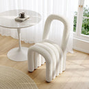 Modern White Teddy Velvet Dining Room Chair Side Chair (Set of 2)