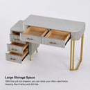 Modern Velvet Upholstered Makeup Vanity Table Expandable Dressing Table with Cabinet