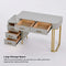 Modern Velvet Upholstered Makeup Vanity Table Expandable Dressing Table with Cabinet