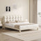 White Boucle Upholstered Platform Bubble King Bed Frame