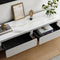 Modern Long Light Gray Faux Marble TV Stand Storage Media Console For 75'' TV