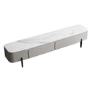 Modern Long Light Gray Faux Marble TV Stand Storage Media Console For 75'' TV