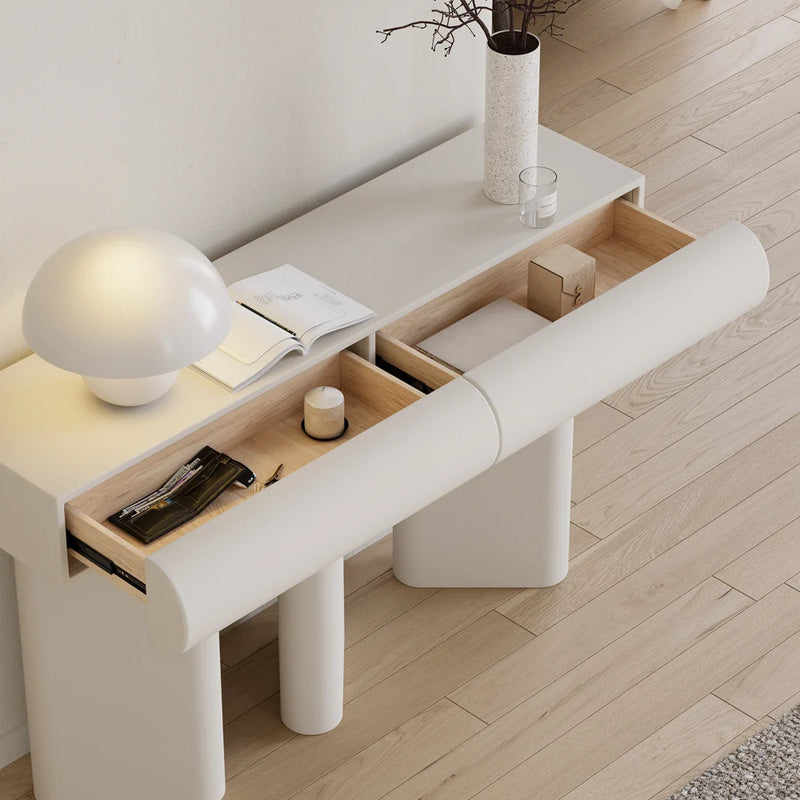 Modern Faux Leather Console Table with Storage Entryway Table