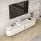 Modern Elegant Oval TV Console With Drawers & Doors In White