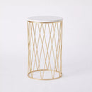 Luxurious Marble Top End Table With Gold Metal Base By APT