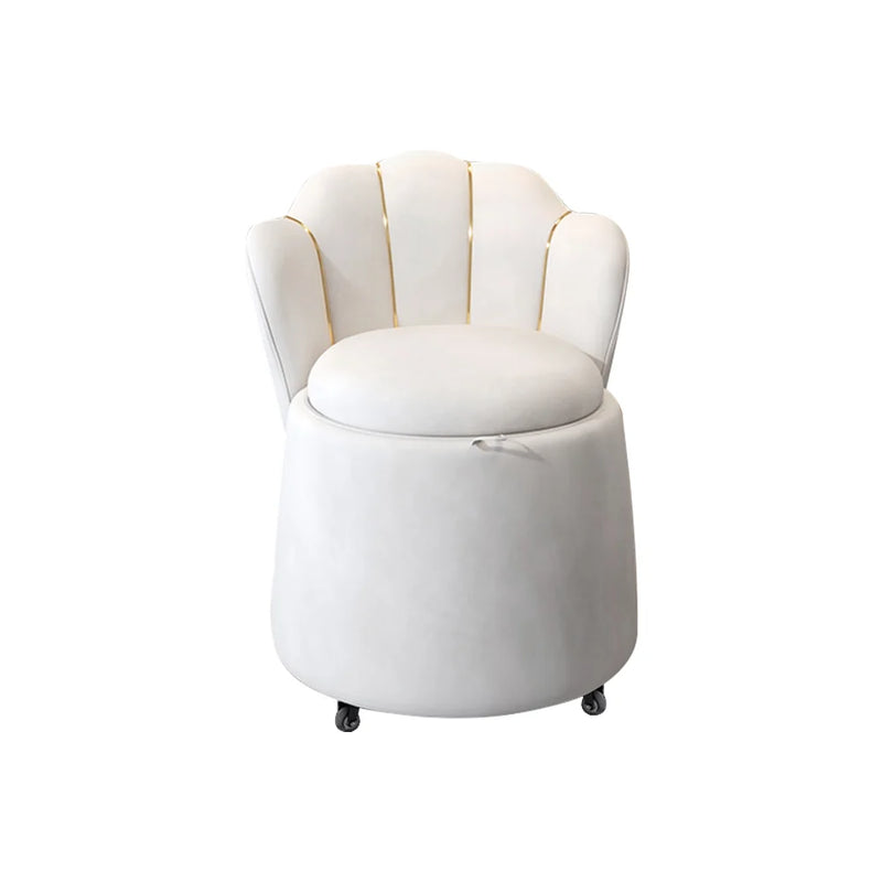 Swivel Velvet Vanity Stool Petal Back Makeup Accent Chair