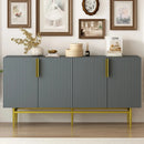 Modern Elegant 4-Door Sideboard, Buffet Cabinet With Gold Metal Handle