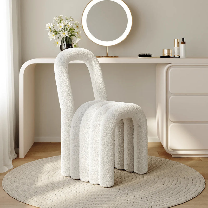 Modern White Teddy Velvet Dining Room Chair Side Chair (Set of 2)