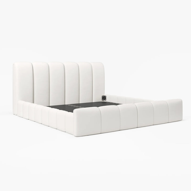 Modern Wingback King Bed Frame With Upholstered Headboard