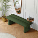 Modern Green & Teak Entryway & Living Room Bench with Tray