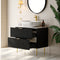 Black Single Fluted Bathroom Vanity With Vessel Sink And 2 Drawers