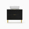 Black Single Fluted Bathroom Vanity With Vessel Sink And 2 Drawers