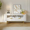 White Sintered Stone Top Fluted TV Stand With Storage