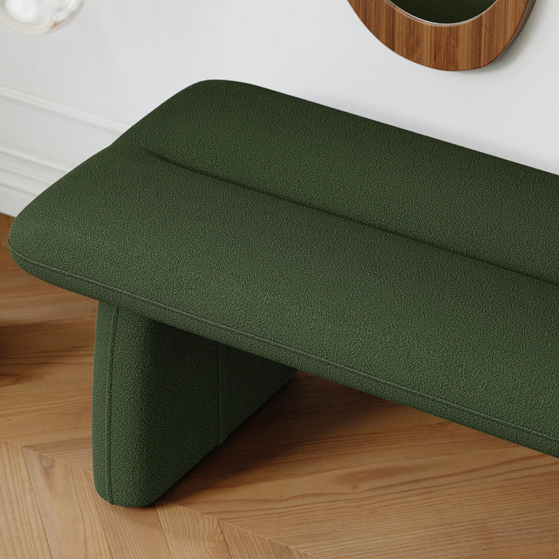 Modern Green & Teak Entryway & Living Room Bench with Tray