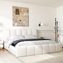 Modern Wingback King Bed Frame With Upholstered Headboard