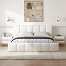 Modern Wingback King Bed Frame With Upholstered Headboard