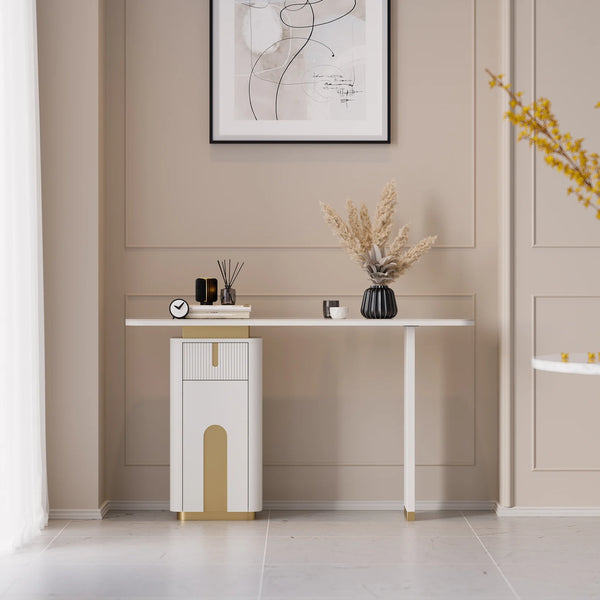 Modern Sintered Stone Top Console Table With Storage Entryway Table