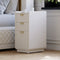 White Leather Narrow Nightstand/Bedside Table