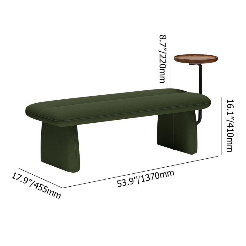 Modern Green & Teak Entryway & Living Room Bench with Tray