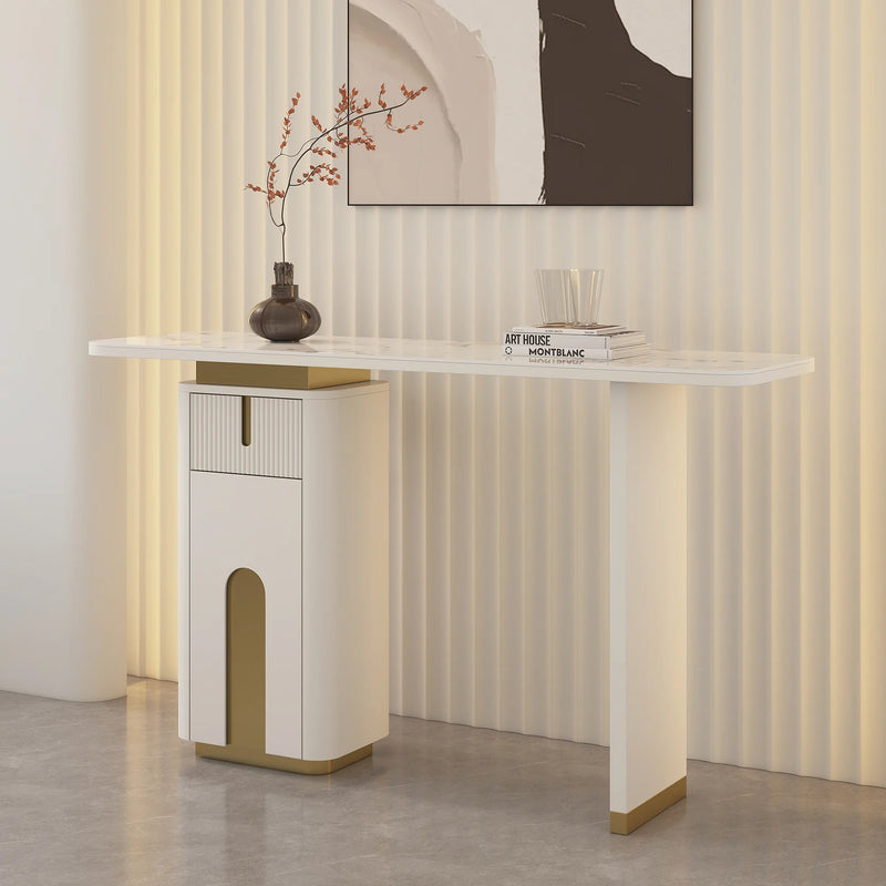 Modern Sintered Stone Console Table with Storage Entryway Table