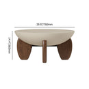 Round Small Modern Walnut Coffee Table Concrete & Wood Accent Table