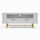 White Sintered Stone Top Fluted TV Stand With Storage