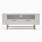 White Sintered Stone Top Fluted TV Stand With Storage