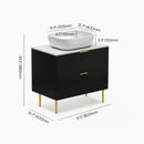 Black Single Fluted Bathroom Vanity With Vessel Sink And 2 Drawers