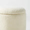 Modern White Boucle Vanity Stool With Lifted Top Storage Round Ottoman