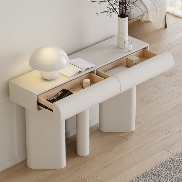 Modern Faux Leather Console Table With Storage Entryway Table