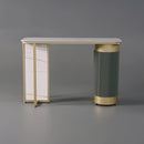 Luxury White and Gold Entryway Table with Stone Top