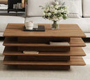 Mid-Century Modern 32" Square Wood Combination Coffee Table, for Living Room By Miza