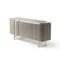 Elegant Modern Console Setup With Fluted Paneling For Sophisticated Entryway or Living Space