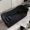 Black Velvet Upholstered Sofa Channel Tufted 3-Seater Sofa