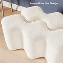 Modern White Entryway & Living Room Bench Boucle Upholstered Molecule Ottoman