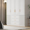 Modern Luxury White Wide Armoire Clothes Cabinet with 3 Drawers & 6 Doors