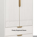 Modern White & Black Tall Wardrobe with Storage Bedroom Clothing Armoire