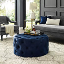 Tufted Ottoman Deep Blue Velvet Ottoman Coffee Table