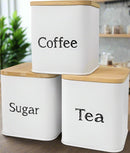 Bread Box And 3-Piece With Sugar Tea Coffee Containers Sets For Kitchen Countertop Extra Large Farmhouse Storage