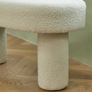 White Bedroom Bench Boucle Tufted Long Bench With 4 Legs