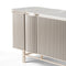 Elegant Modern Console Setup With Fluted Paneling For Sophisticated Entryway or Living Space