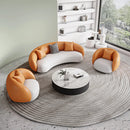 Modern Faux Leather Upholstered Sofa Orange & White Sofa